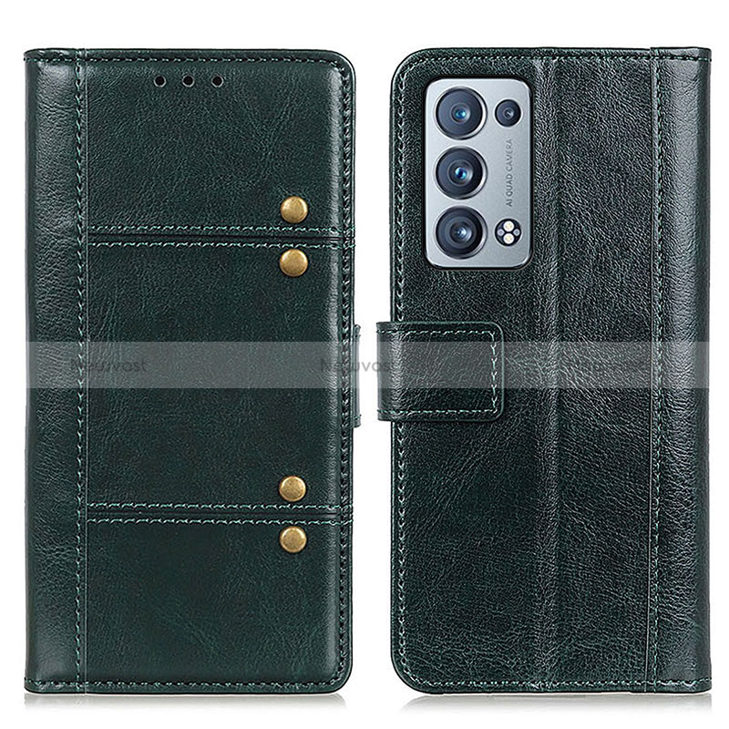 Leather Case Stands Flip Cover Holder M06L for Oppo Reno6 Pro 5G Green