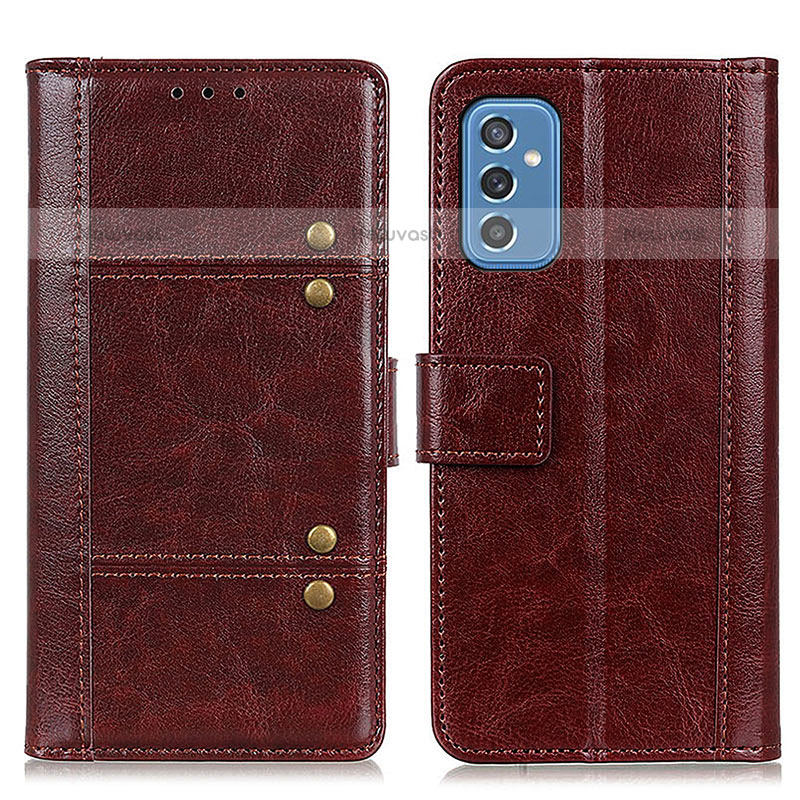 Leather Case Stands Flip Cover Holder M06L for Samsung Galaxy M52 5G Brown