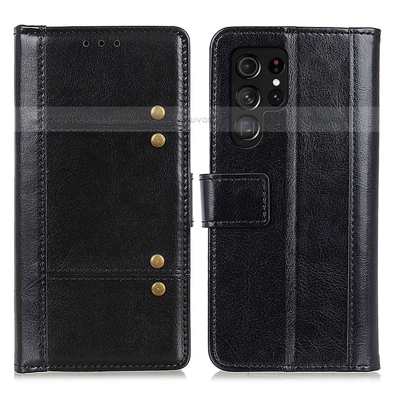 Leather Case Stands Flip Cover Holder M06L for Samsung Galaxy S21 Ultra 5G Black