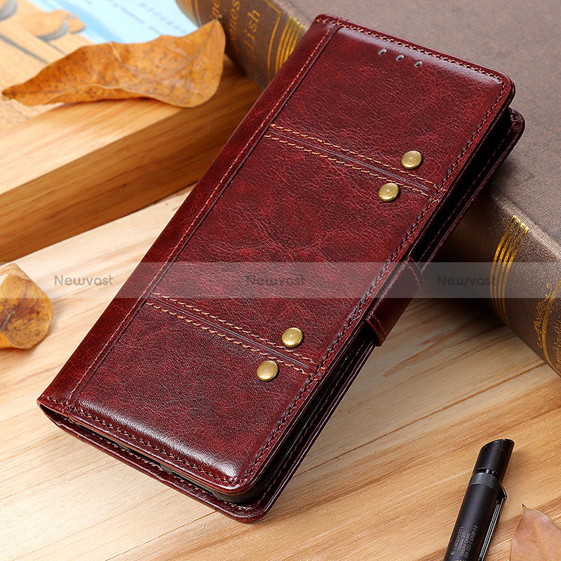 Leather Case Stands Flip Cover Holder M06L for Xiaomi Poco M3 Brown