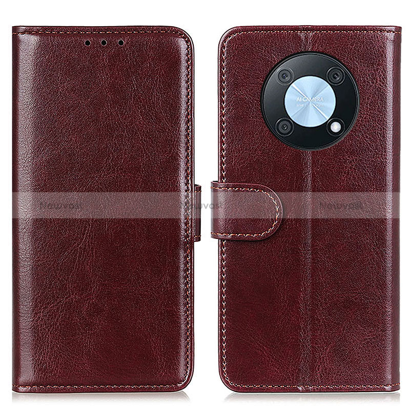 Leather Case Stands Flip Cover Holder M07L for Huawei Nova Y90 Brown