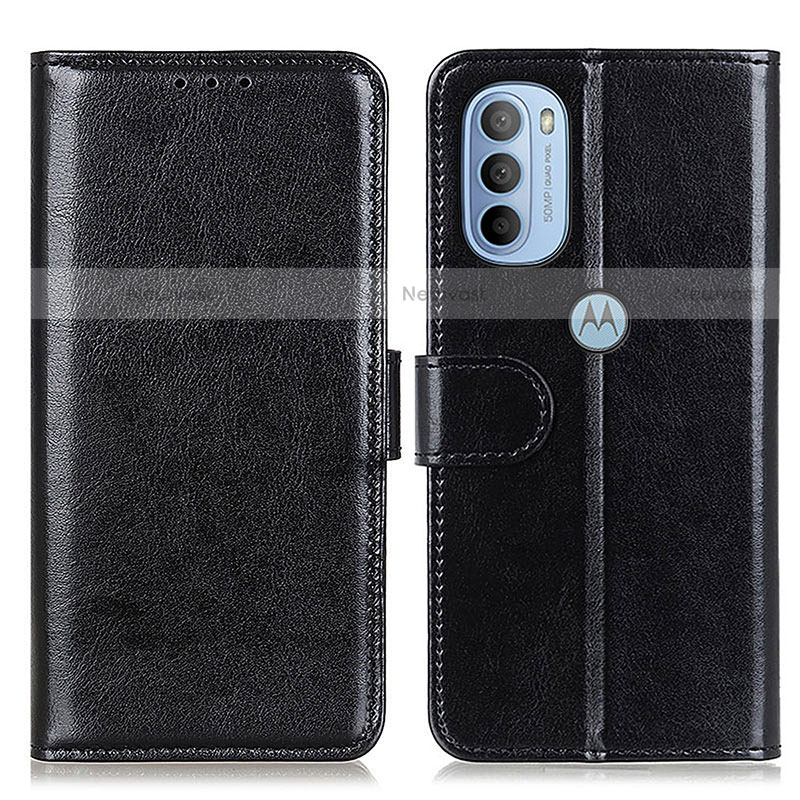 Leather Case Stands Flip Cover Holder M07L for Motorola Moto G31 Black