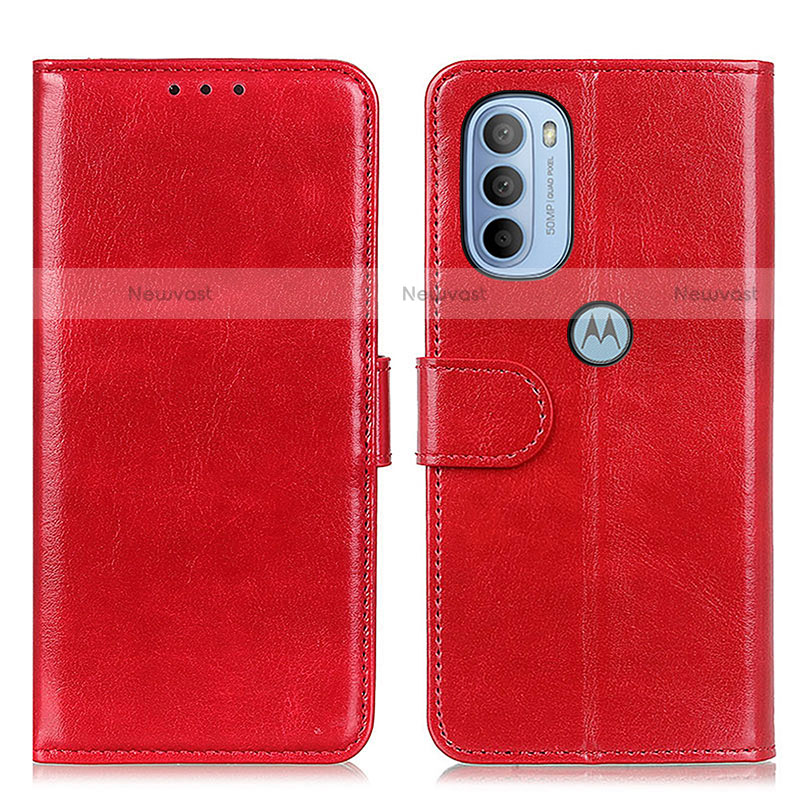 Leather Case Stands Flip Cover Holder M07L for Motorola Moto G31 Red