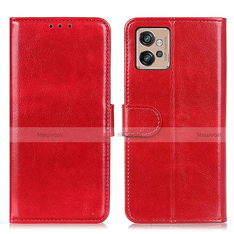 Leather Case Stands Flip Cover Holder M07L for Motorola Moto G32 Red
