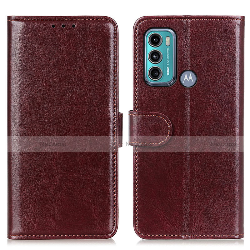 Leather Case Stands Flip Cover Holder M07L for Motorola Moto G40 Fusion Brown