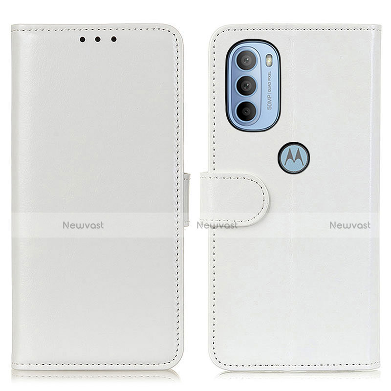 Leather Case Stands Flip Cover Holder M07L for Motorola Moto G41 White