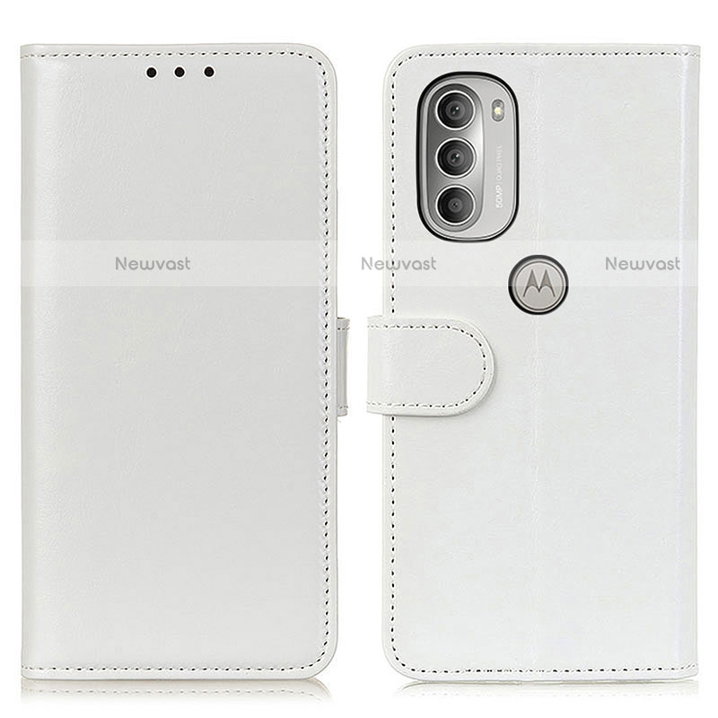 Leather Case Stands Flip Cover Holder M07L for Motorola Moto G51 5G White