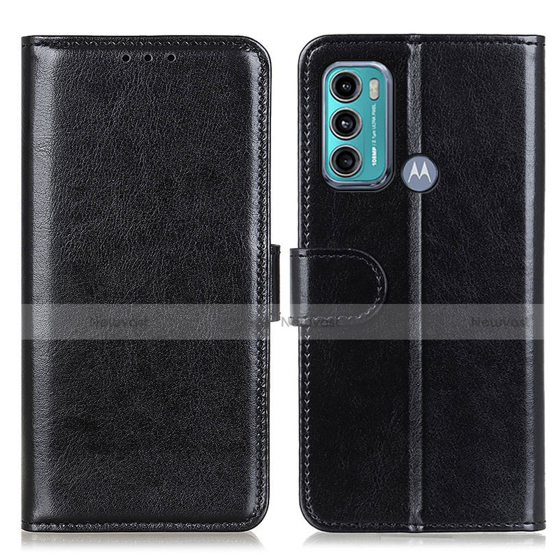 Leather Case Stands Flip Cover Holder M07L for Motorola Moto G60 Black