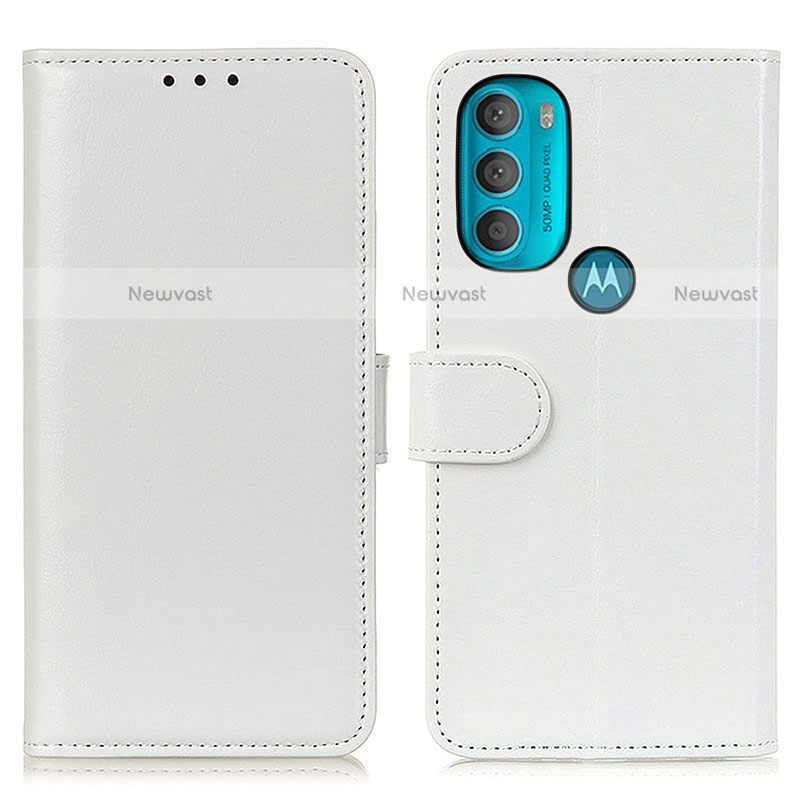 Leather Case Stands Flip Cover Holder M07L for Motorola Moto G71 5G White