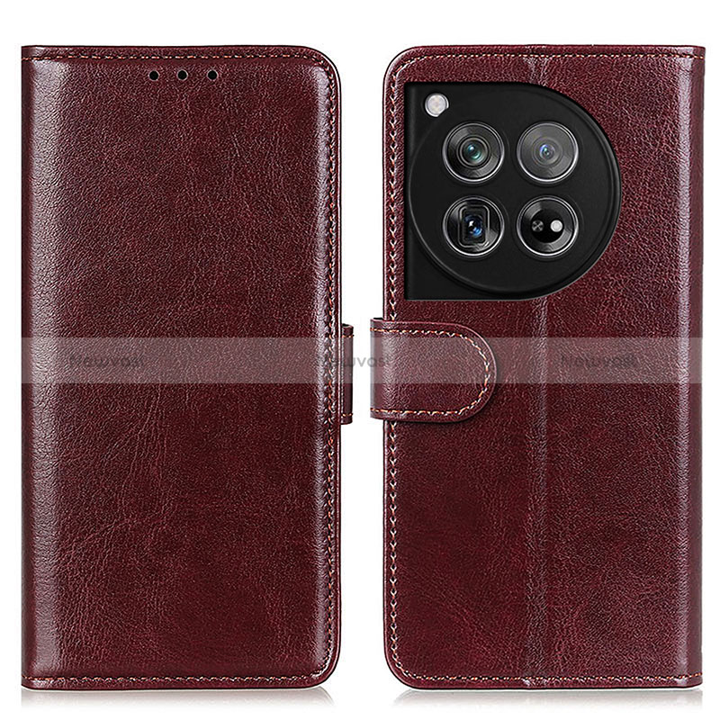 Leather Case Stands Flip Cover Holder M07L for OnePlus Ace 3 5G Brown