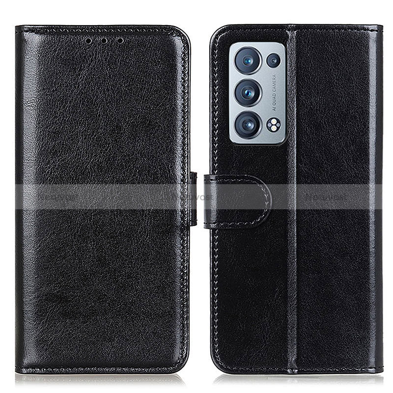 Leather Case Stands Flip Cover Holder M07L for Oppo Reno6 Pro+ Plus 5G Black