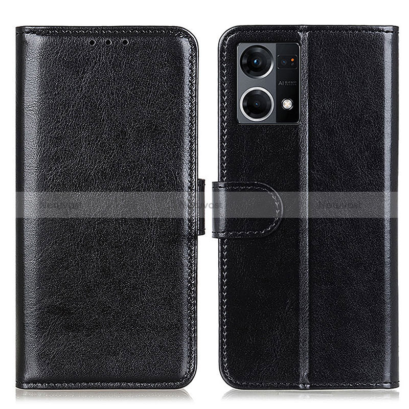 Leather Case Stands Flip Cover Holder M07L for Oppo Reno7 4G Black