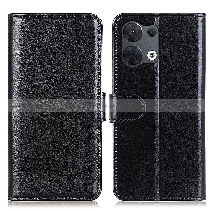 Leather Case Stands Flip Cover Holder M07L for Oppo Reno8 5G Black