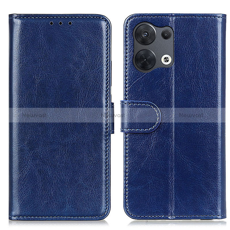 Leather Case Stands Flip Cover Holder M07L for Oppo Reno8 5G Blue
