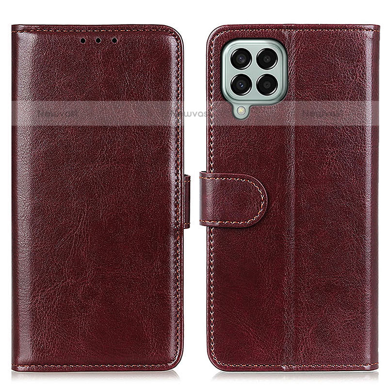 Leather Case Stands Flip Cover Holder M07L for Samsung Galaxy M33 5G Brown