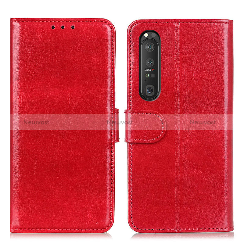 Leather Case Stands Flip Cover Holder M07L for Sony Xperia 1 III Red