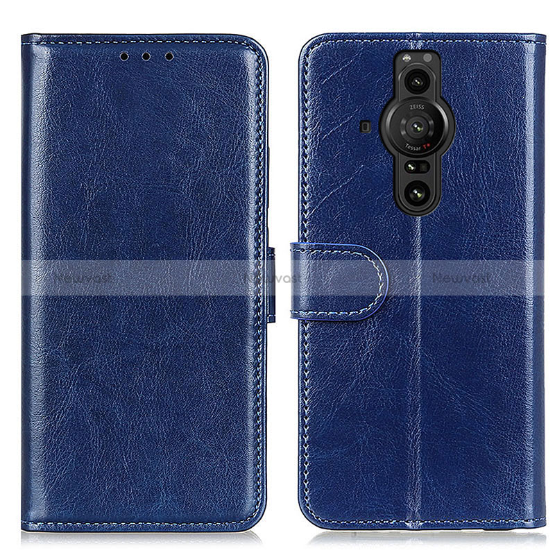 Leather Case Stands Flip Cover Holder M07L for Sony Xperia PRO-I Blue