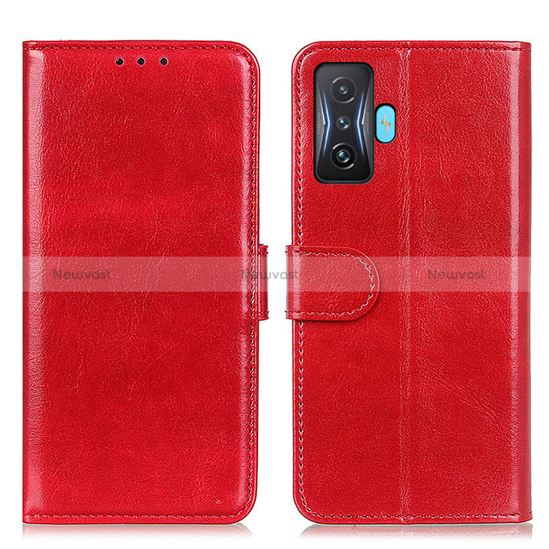 Leather Case Stands Flip Cover Holder M07L for Xiaomi Poco F4 GT 5G Red