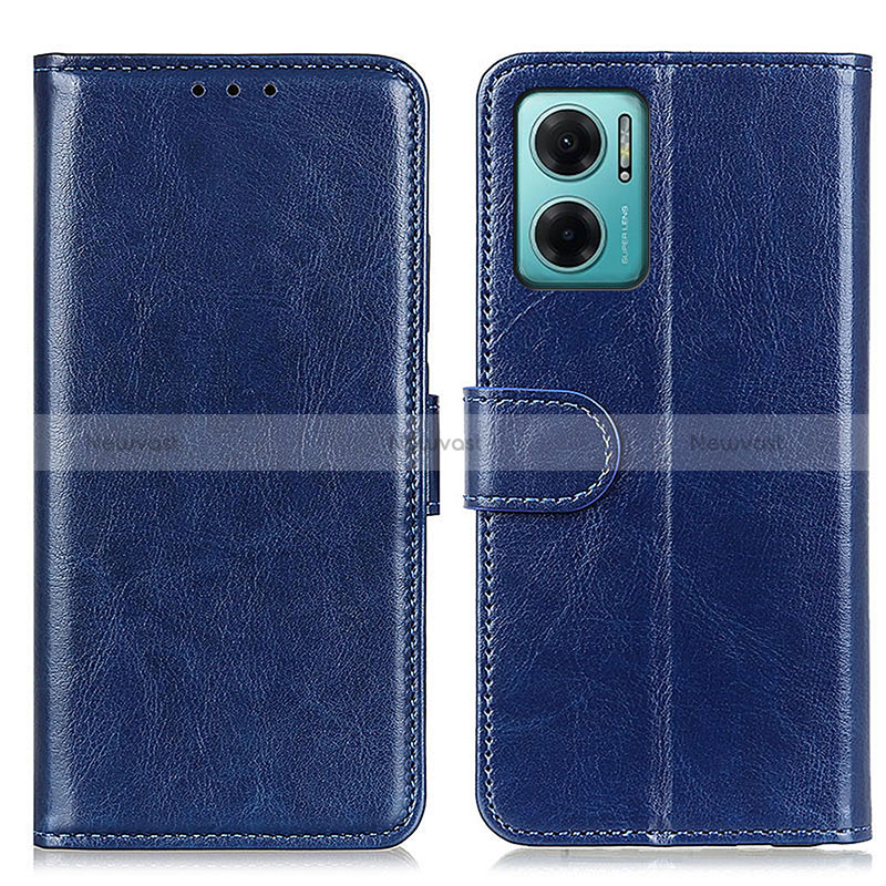 Leather Case Stands Flip Cover Holder M07L for Xiaomi Redmi 10 Prime Plus 5G Blue