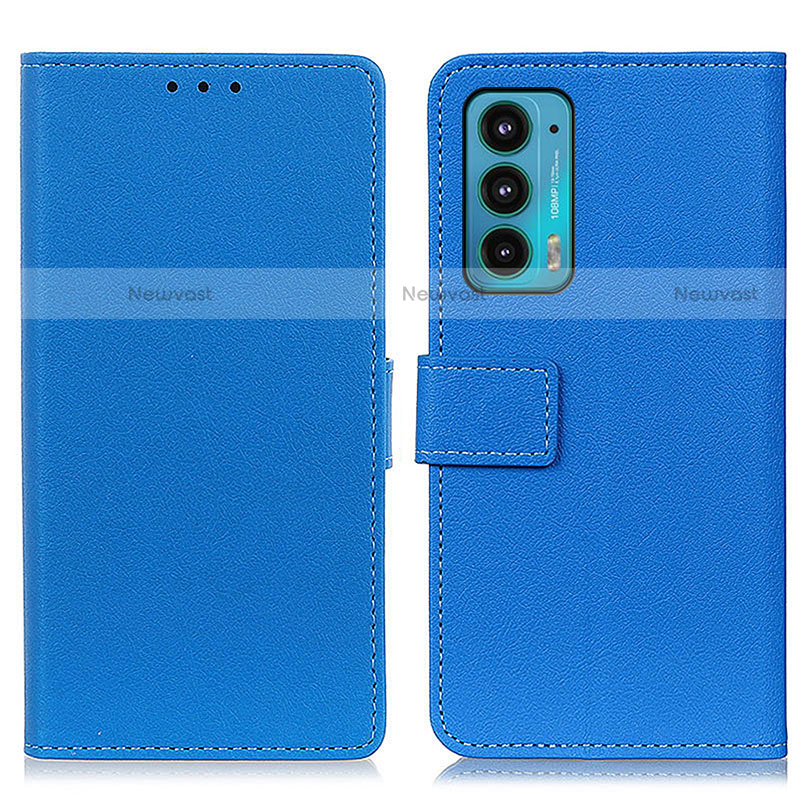 Leather Case Stands Flip Cover Holder M08L for Motorola Moto Edge 20 5G Blue