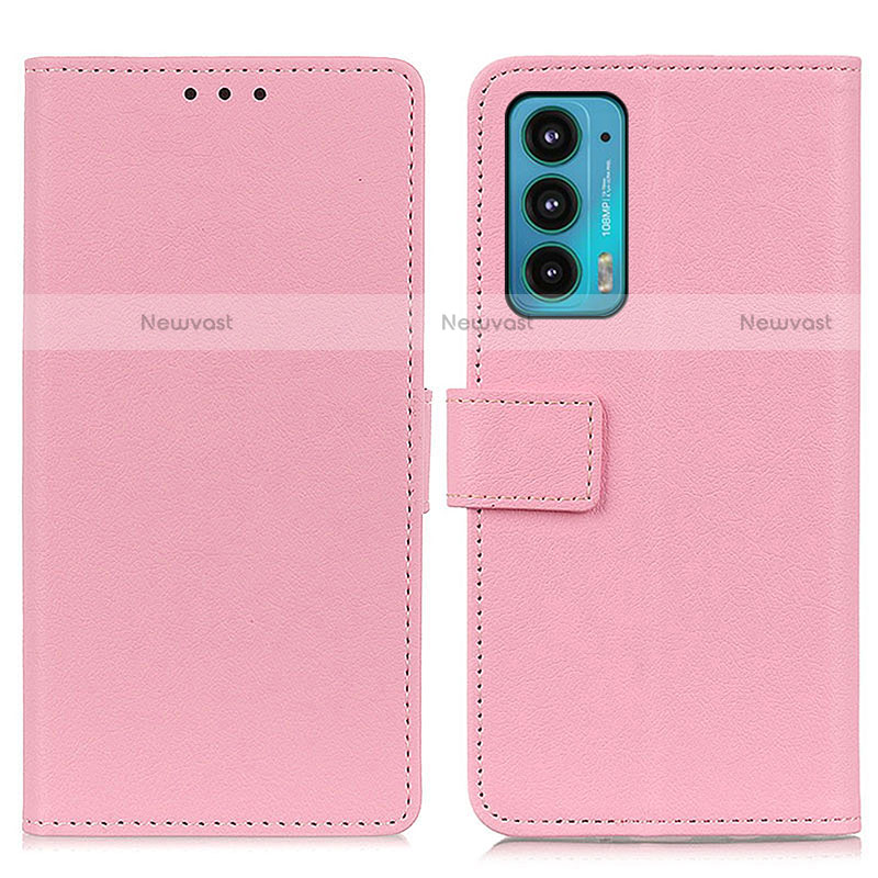 Leather Case Stands Flip Cover Holder M08L for Motorola Moto Edge 20 5G Pink