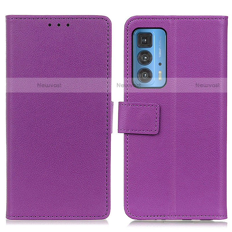 Leather Case Stands Flip Cover Holder M08L for Motorola Moto Edge 20 Pro 5G Purple