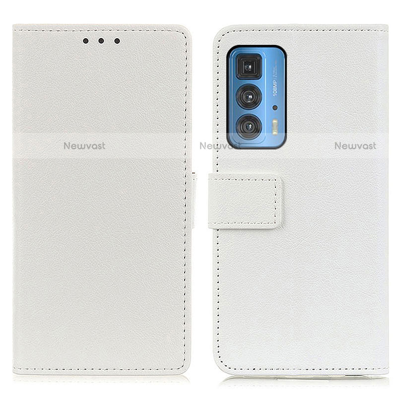 Leather Case Stands Flip Cover Holder M08L for Motorola Moto Edge 20 Pro 5G White
