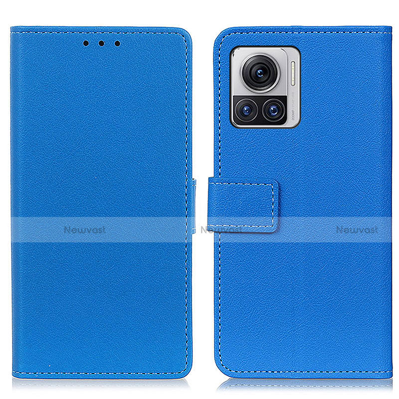 Leather Case Stands Flip Cover Holder M08L for Motorola Moto Edge X30 Pro 5G Blue