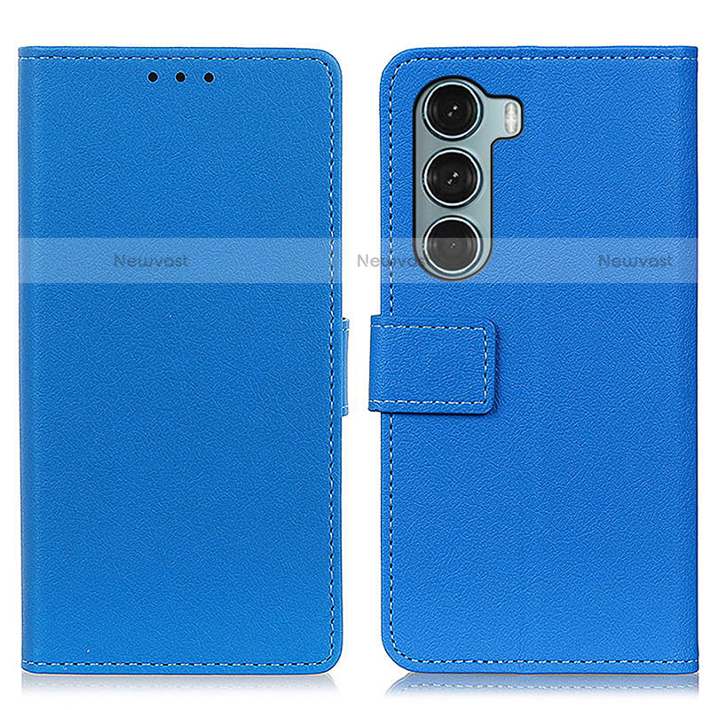 Leather Case Stands Flip Cover Holder M08L for Motorola Moto G200 5G Blue