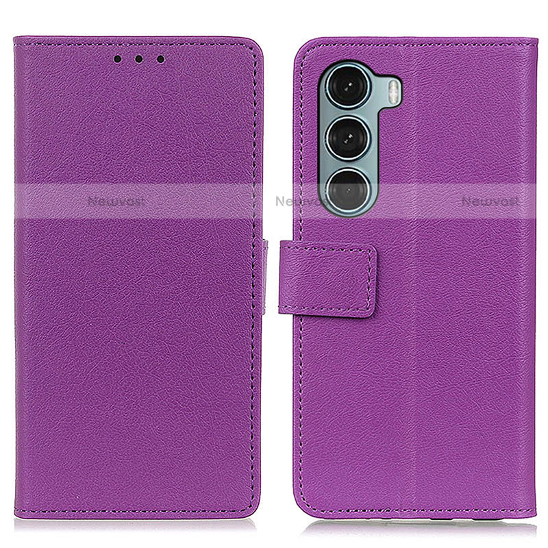 Leather Case Stands Flip Cover Holder M08L for Motorola Moto G200 5G Purple