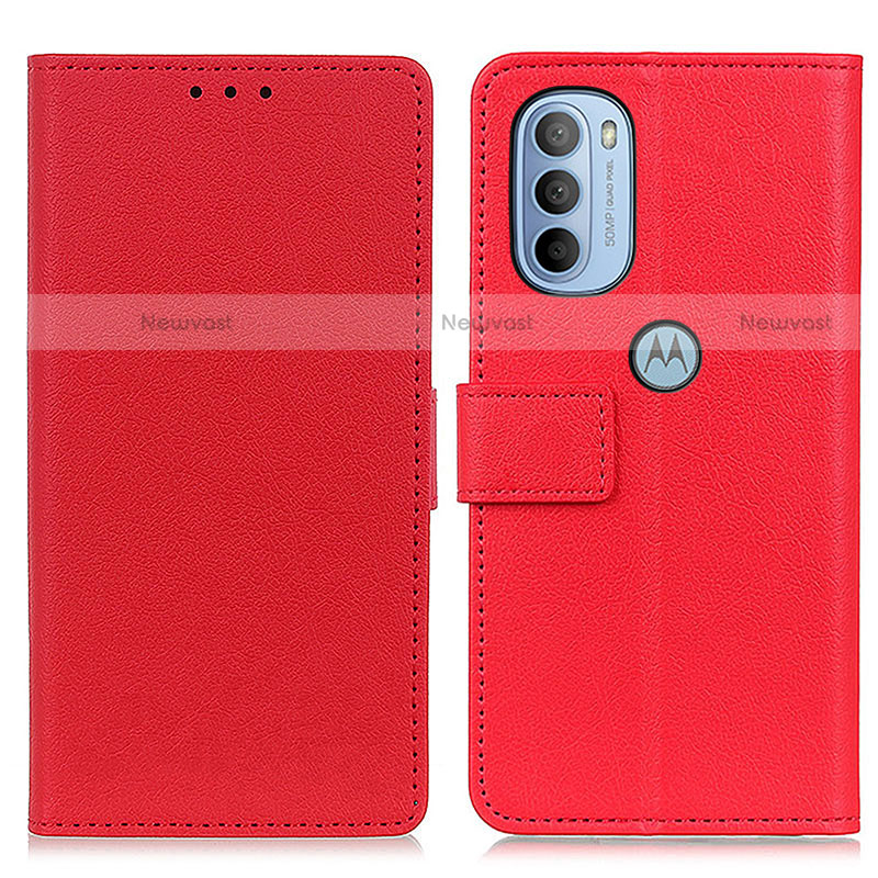 Leather Case Stands Flip Cover Holder M08L for Motorola Moto G31 Red