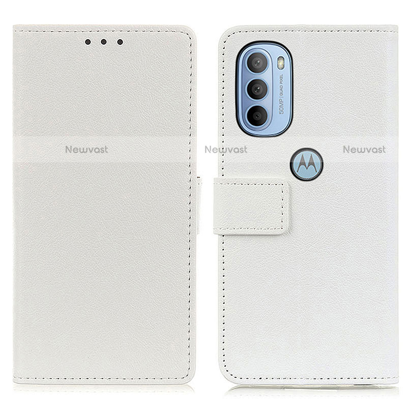 Leather Case Stands Flip Cover Holder M08L for Motorola Moto G31 White