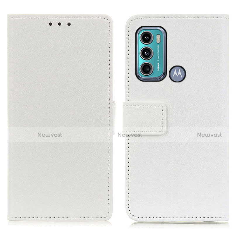 Leather Case Stands Flip Cover Holder M08L for Motorola Moto G40 Fusion White