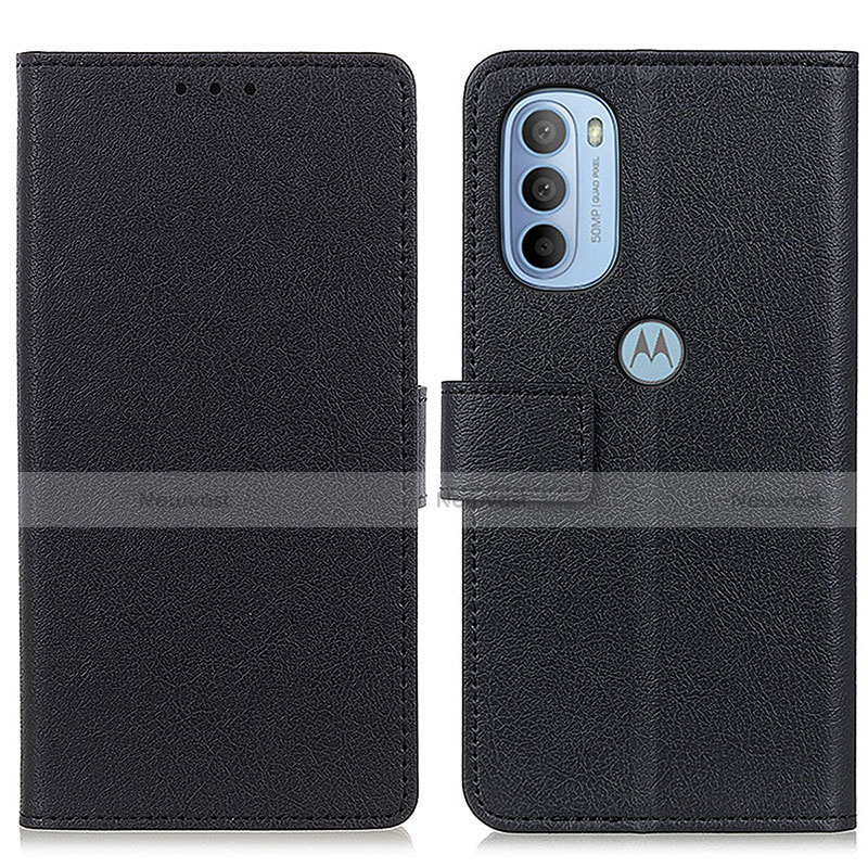 Leather Case Stands Flip Cover Holder M08L for Motorola Moto G41 Black