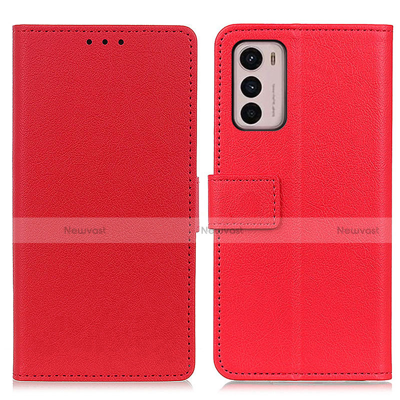 Leather Case Stands Flip Cover Holder M08L for Motorola Moto G42 Red