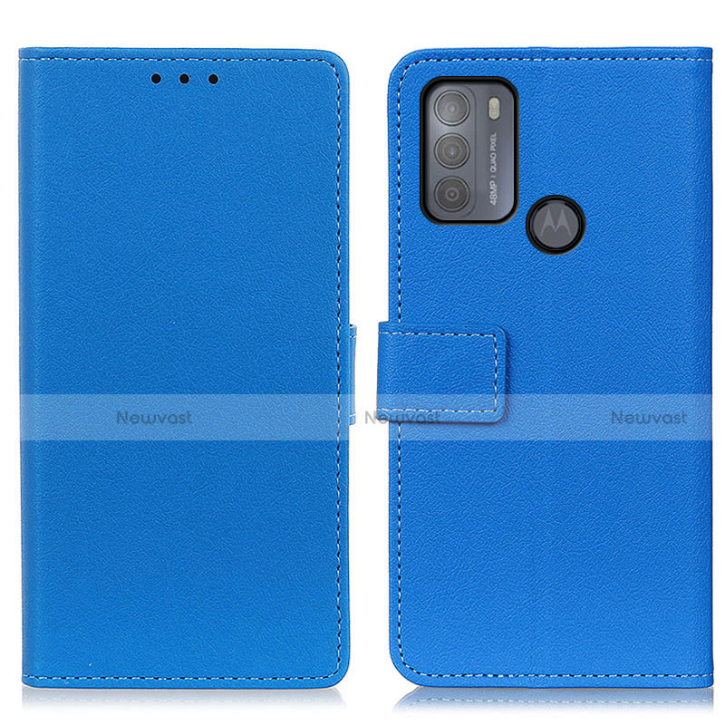 Leather Case Stands Flip Cover Holder M08L for Motorola Moto G50 Blue