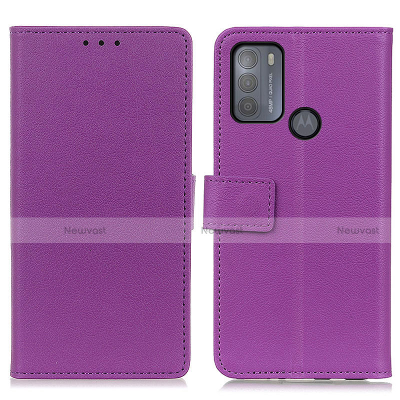 Leather Case Stands Flip Cover Holder M08L for Motorola Moto G50 Purple