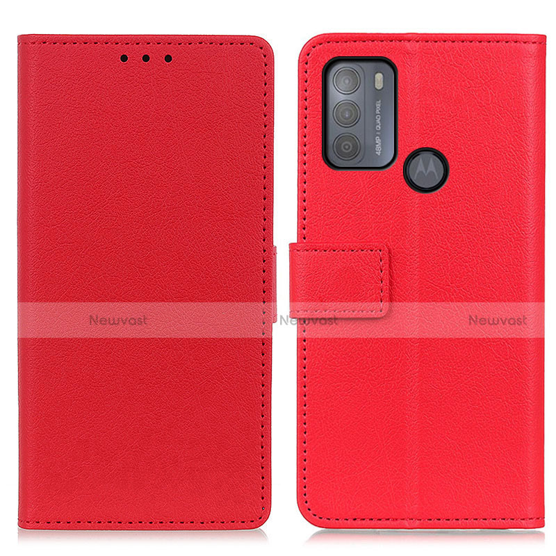 Leather Case Stands Flip Cover Holder M08L for Motorola Moto G50 Red