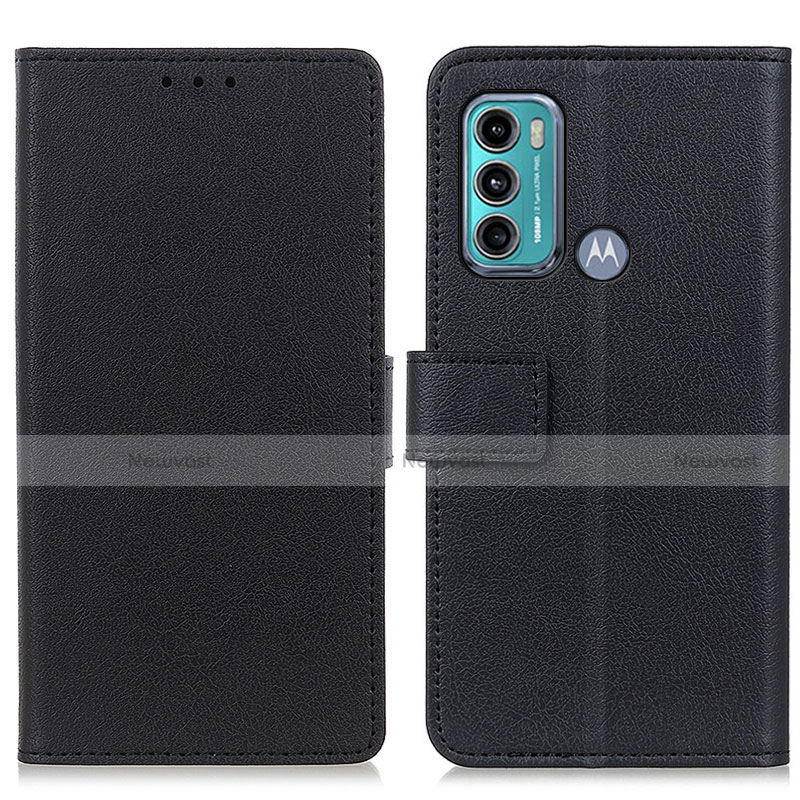 Leather Case Stands Flip Cover Holder M08L for Motorola Moto G60 Black