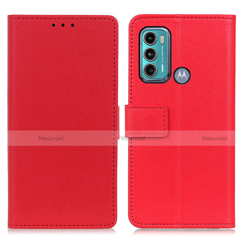Leather Case Stands Flip Cover Holder M08L for Motorola Moto G60 Red