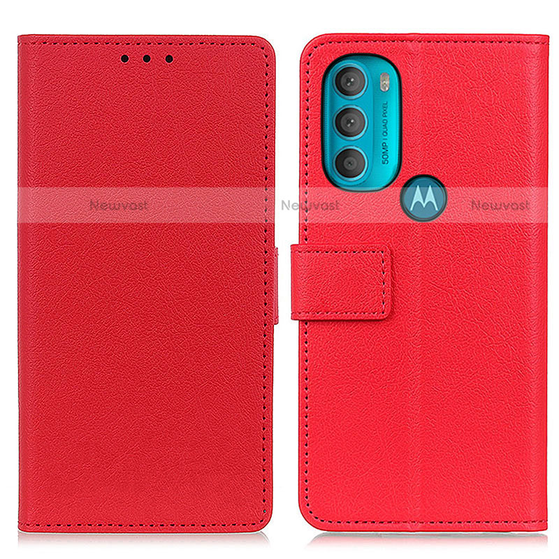 Leather Case Stands Flip Cover Holder M08L for Motorola Moto G71 5G Red
