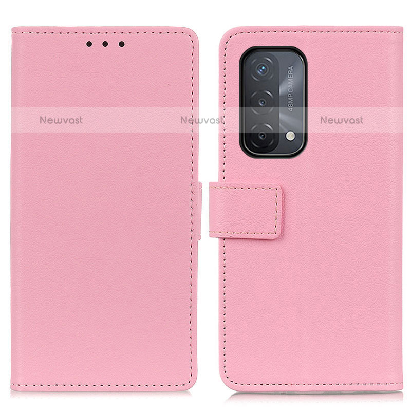 Leather Case Stands Flip Cover Holder M08L for OnePlus Nord N200 5G Pink