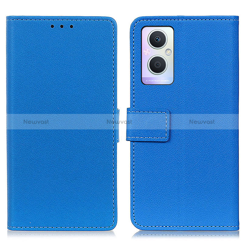 Leather Case Stands Flip Cover Holder M08L for Oppo Reno7 Lite 5G Blue