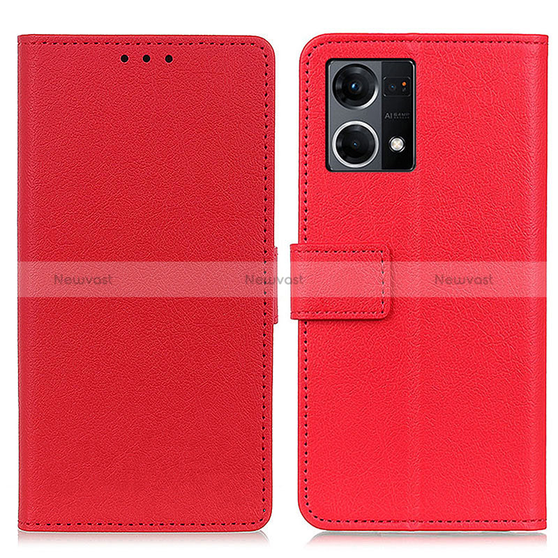 Leather Case Stands Flip Cover Holder M08L for Oppo Reno8 4G Red