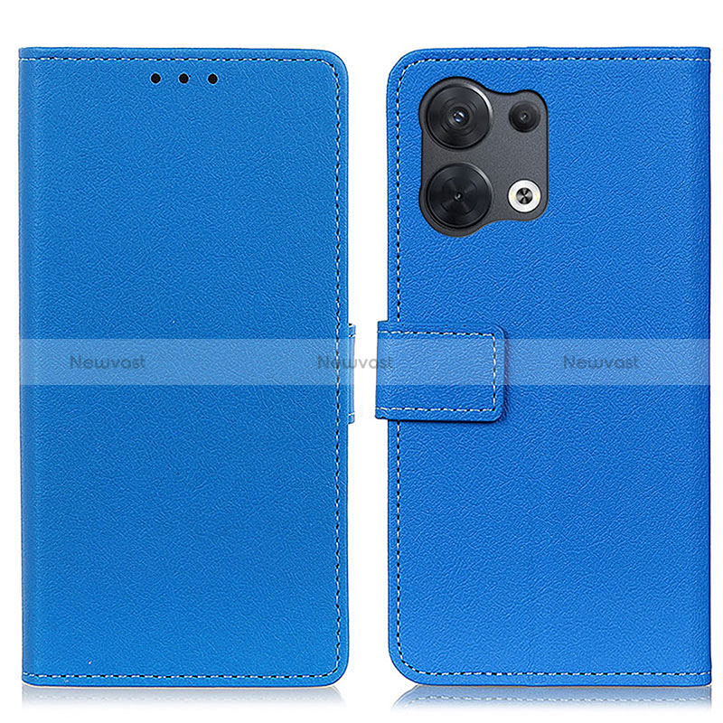 Leather Case Stands Flip Cover Holder M08L for Oppo Reno8 Pro+ Plus 5G Blue