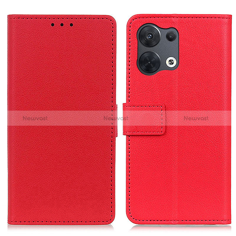 Leather Case Stands Flip Cover Holder M08L for Oppo Reno9 5G Red