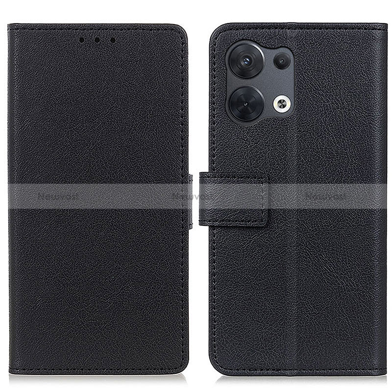 Leather Case Stands Flip Cover Holder M08L for Oppo Reno9 Pro 5G Black