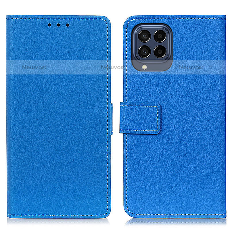 Leather Case Stands Flip Cover Holder M08L for Samsung Galaxy M53 5G Blue