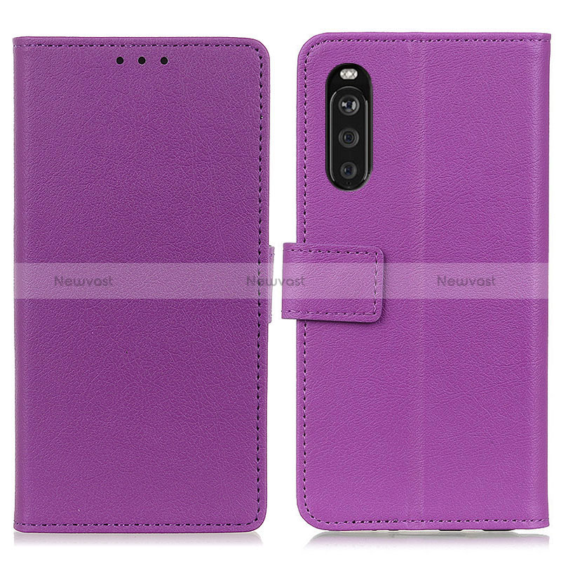 Leather Case Stands Flip Cover Holder M08L for Sony Xperia 10 III Purple