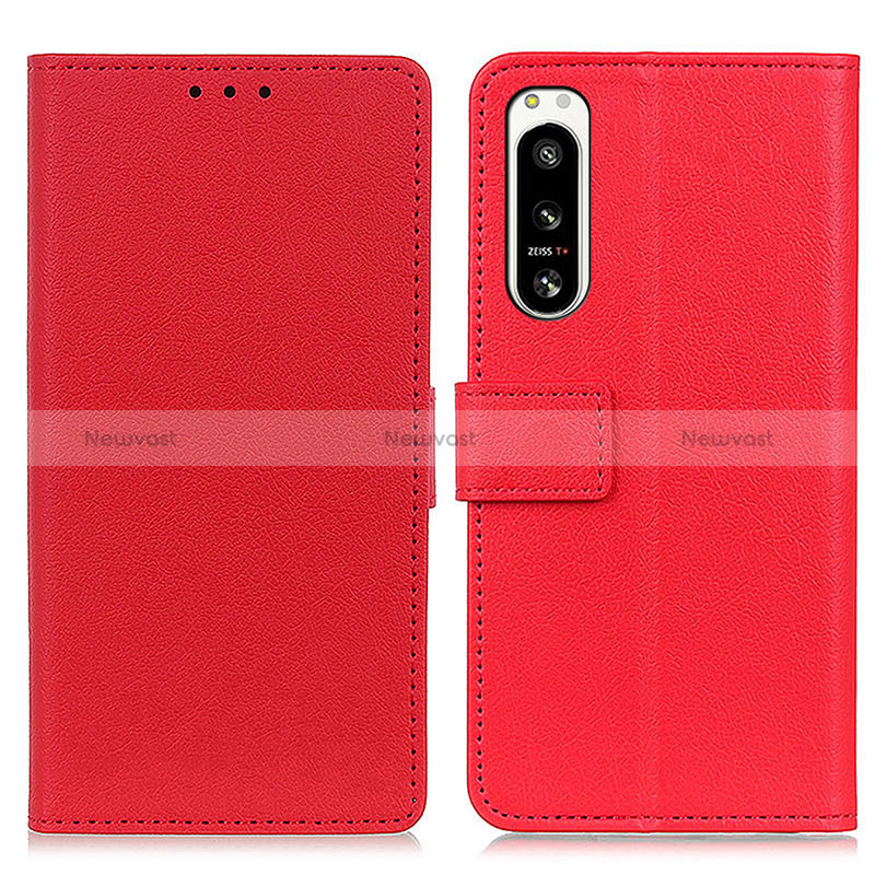 Leather Case Stands Flip Cover Holder M08L for Sony Xperia 5 IV Red